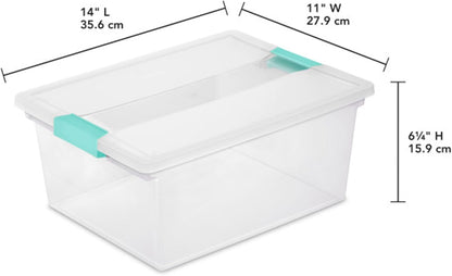 Sterilite 12-Pack Clip Box | Stackable Clear Plastic Storage Bins with Latching Lids - Ideal for Arts, Crafts, and Office Organization
