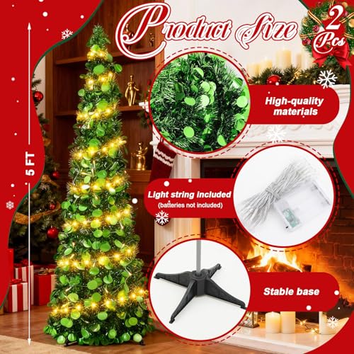 5 ft Collapsible Artificial Christmas Tree with LED Lights - Green, Variation of THIS listing