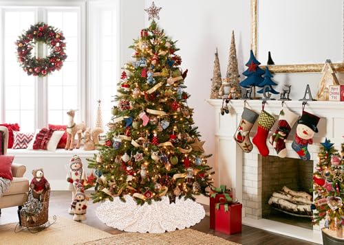 48 Inch Champagne Gold Christmas Tree Skirt Velvet Sequin Holiday Decor