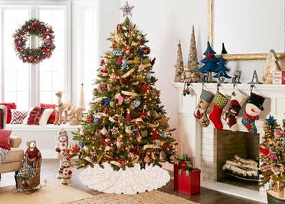 48 Inch Champagne Gold Christmas Tree Skirt Velvet Sequin Holiday Decor