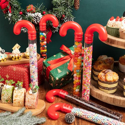 12Pcs Clear Plastic Candy Cane Tubes for Christmas Sweets & DIY Treats