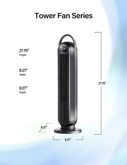 OmniBreeze Manual Electric Tower Fan, 28 inch 3 Speed with Oscillation, Mechanical Control, Standing Bladeless Floor Fans Cooling and Quite Indoor Living Room Bedroom use