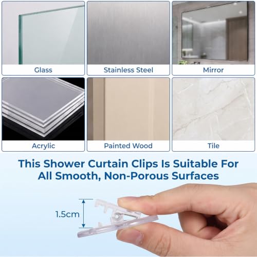 Transparent Shower Curtain Clips - Windproof Splash Guard, 4 Pack
