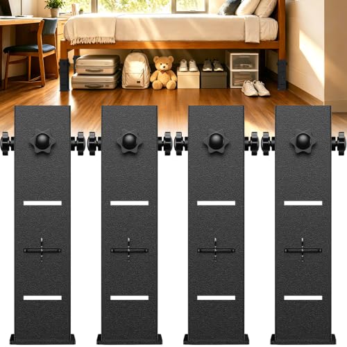 3-Level Adjustable Metal Bed Risers for Dorm Beds - 2.4 Inch Diameter