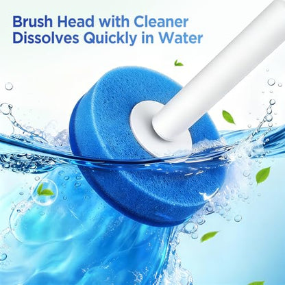 Disposable Wall-Mounted Toilet Brush with 35 Blue Refills and Storage Box - 1 Handle