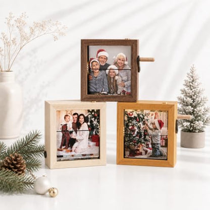 Custom Photo Flipbook Frame Animation - Hand-Crank Illuminated Memory Album with LED Light & Musical Function