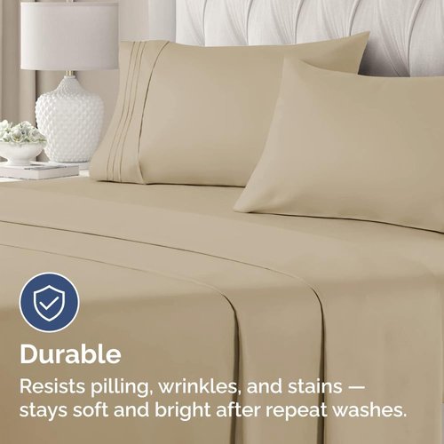 King Standard Pillow Cases by King - Soft Hotel Quality Pillowcase Covers - Machine Washable Beige | 4-Piece Set