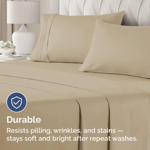 King Standard Pillow Cases Set of 4 - Soft Hotel Quality Pillowcase Covers - Comfy Bedding for Women, Men, Kids & Teens - Machine Washable Pillow Protectors - 4 Piece Set - King Standard Size Beige