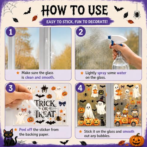 Halloween Window Cling Stickers - Ghost & Pumpkin Decor, Style 2