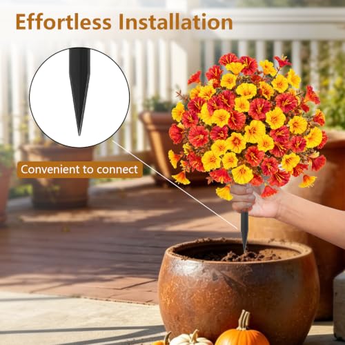 Artificial Fall Mums Flowers - Yellow | Outdoor Decor, Lush & Realistic