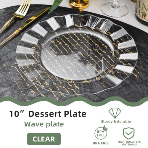 Clear Plastic Dinner Plates 10 Inch - Wave Edge, 72 Pack - Variation of THIS listing