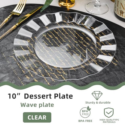 Clear Plastic Dinner Plates 10 Inch - Wave Edge, 72 Pack - Variation of THIS listing