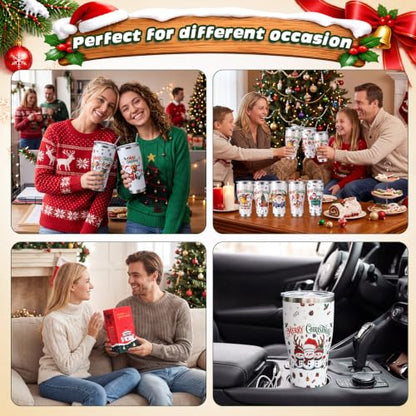 Christmas Tumblers 10 Pack - 30 oz Stainless Steel Insulated Travel Cups - Vivid Variation