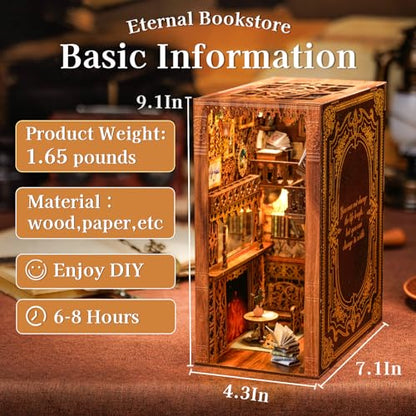 Eternal Bookstore Book Nook Kit Library - DIY Miniature Booknook for Adults