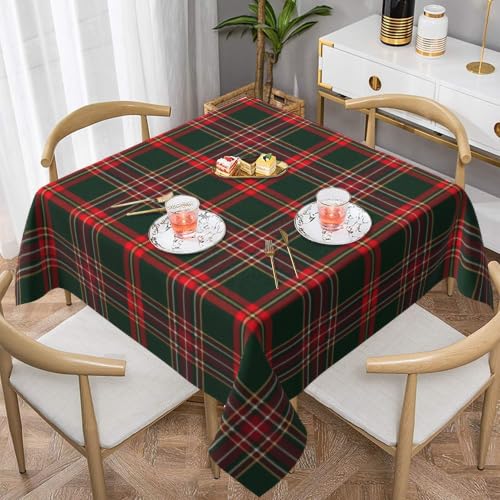 Checkered Christmas Tablecloth Square 54x54 Plaid Holiday Decor - Red Green Xmas