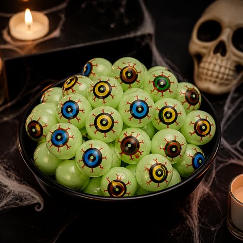 Glow in the Dark Plastic Fake Eyeballs 36-Pack for Halloween Crafts & Pranks