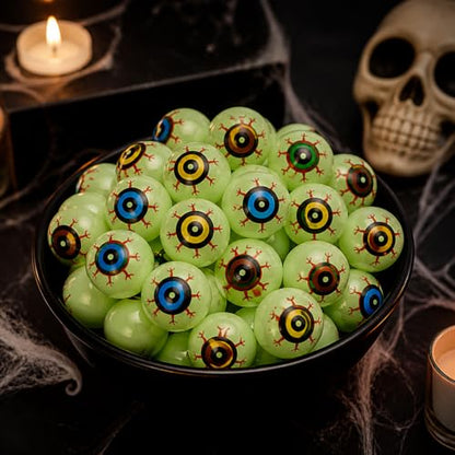 Glow in the Dark Plastic Fake Eyeballs 36-Pack for Halloween Crafts & Pranks