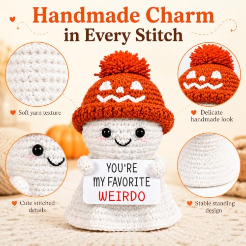 Halloween Boo Basket Stuffers for Him and Her - Crochet Ghost & Funny Gift Set