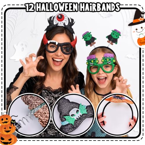 Halloween Headbands and Glasses Frame Set 24PCS Party Favors