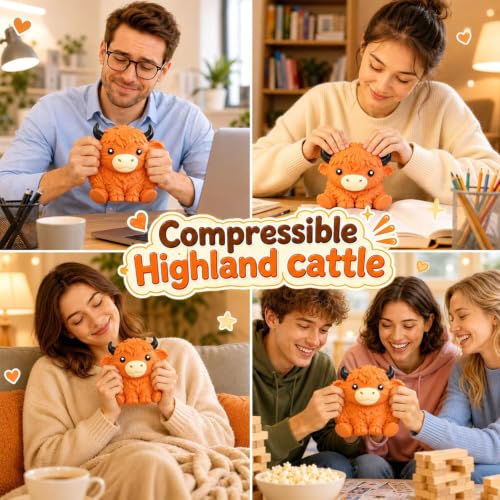 Giant Highland Cow Squishy Toy - Stress Relief Fidget Animal Model, 6 Inch