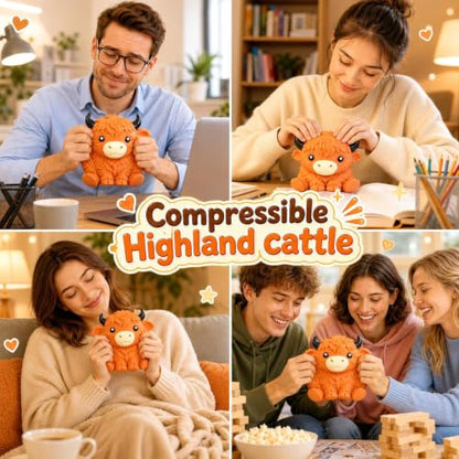 Giant Highland Cow Squishy Toy - Stress Relief Fidget Animal Model, 6 Inch