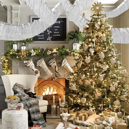 Two Silver Foil Fringe Garland 10FT Party Decorations - Silver
