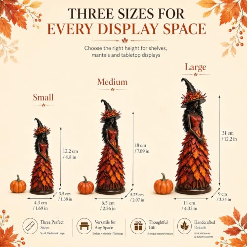 Large Midnight Bloom Witch Enchanted Autumn Resin Figurine - Fall Decor
