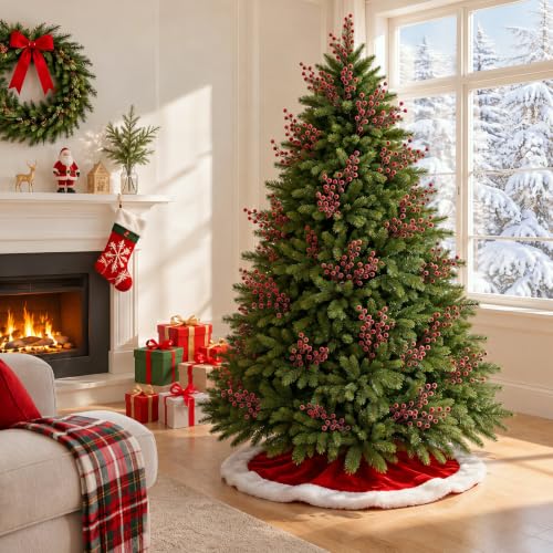 12 Pack Artificial Frosted Burgundy Berry Stems for Holiday Decor - 17 Inch