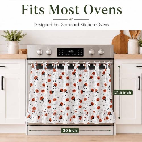 Oven Skirt for Kitchen Decor Curtain - Washable Decorative Farmhouse Style Moon White