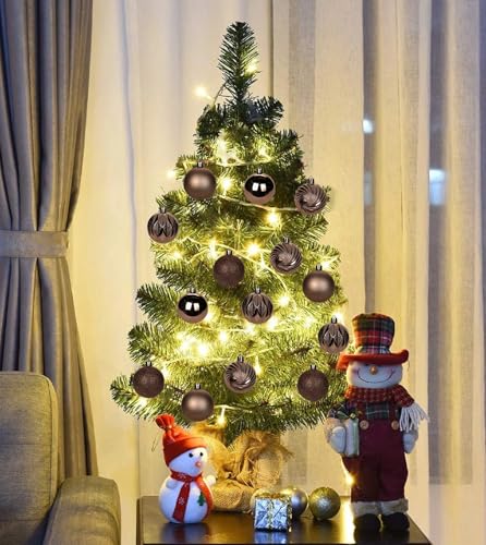 Bronze Christmas Ornaments Set - 30 Small Shatterproof Holiday Tree Balls