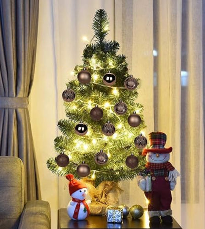 Bronze Christmas Ornaments Set - 30 Small Shatterproof Holiday Tree Balls