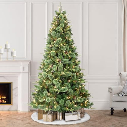 7.5ft Artificial Christmas Tree with 700 Lights - Realistic Pine, Flame-Retardant, Easy Assembly