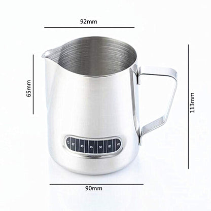 Milk Frothing Pitchers with Integrated Thermometer,Latte Art Jug Stainless Steel Creamer Temperature Espresso Steaming Pitchers 20 oz (600 ml)