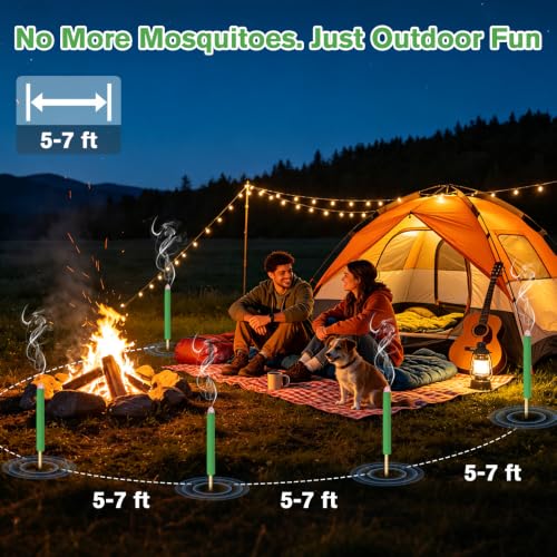 Citronella Incense Sticks for Mosquito Repellent - Extra Thick, Mint Green, 36 pcs, DEET-Free Outdoor Use