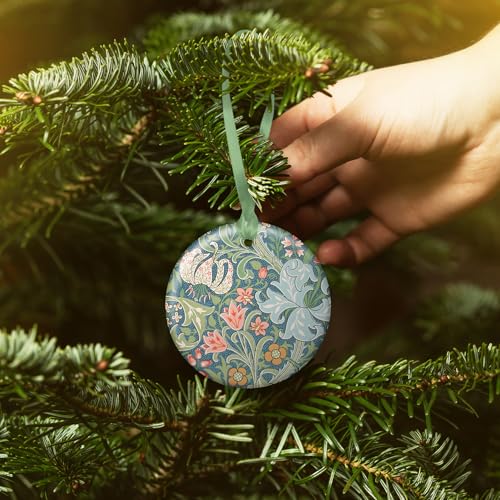 Christmas Tree Ornament Porcelain Keepsake with Fine Art Lily Design
