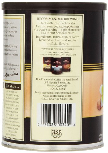 Don Francisco's Hawaiian Hazelnut Flavored Ground Coffee, 100% Arabica (12-ounce can)