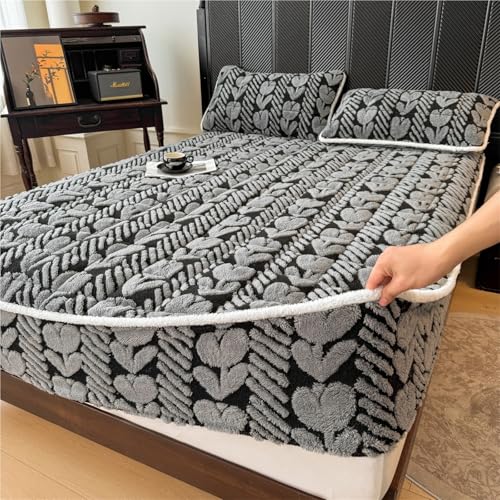 Velvet Fitted Sheet with Deep Pocket - Super Soft Warm Bed Cover for All Mattresses