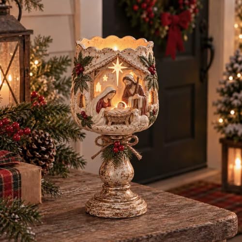 Nativity Candle Holder Collection - Rustic Farmhouse Resin Tealight Decor