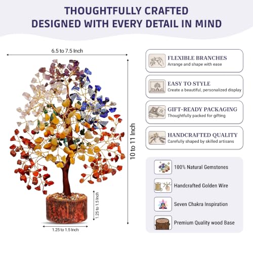 7 Chakra Crystal Tree of Life - Handcrafted Natural Gemstones, Spiritual Decor - Variation of THIS listing