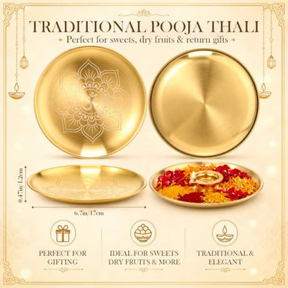 Diwali Pooja Thali Set - 6 Pcs Mandala Gold & Silver Gray Return Gifts