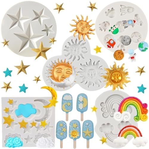 Moon Star Rainbow Silicone Mold Space Theme Cake & Candy Decoration - RHLOVY