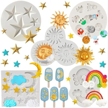 Moon Star Rainbow Silicone Mold Space Theme Cake & Candy Decoration - RHLOVY