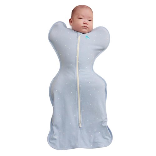 Love To Dream Swaddle Up Original - Arms Up Design, Ultra Breathable Cotton Wearable Blanket - 1.0 TOG, Medium 13-19lbs, Twinkle Powder Blue