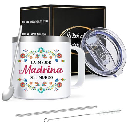 14 oz Godmother Coffee Mug - La Mejor Madrina Del Mundo - Madrina Gift - Variation 4-Madrina