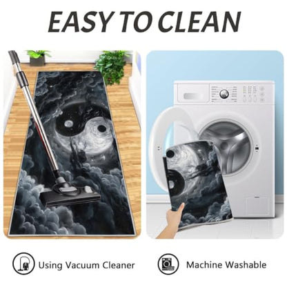 Dark Gray Clouds Mist Tai Chi Yin Yang Kitchen Rugs 2-Piece Non-Slip Mat Set 20x32 & 20x71 Inches Variation of THIS listing