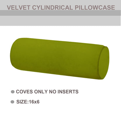 Neck Roll Pillowcases Velvet Cylindrical Pillow Covers 16"x6" with Hidden Zipper for House Home Decor Neck Roll Pillow Cervical Neck Roll Memory Pillow Cylinder Round Cushion (Light Green, 16x6)