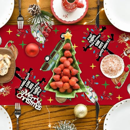Christmas Table Runner 13x72 Inch Red Holiday Decor for Home & Party