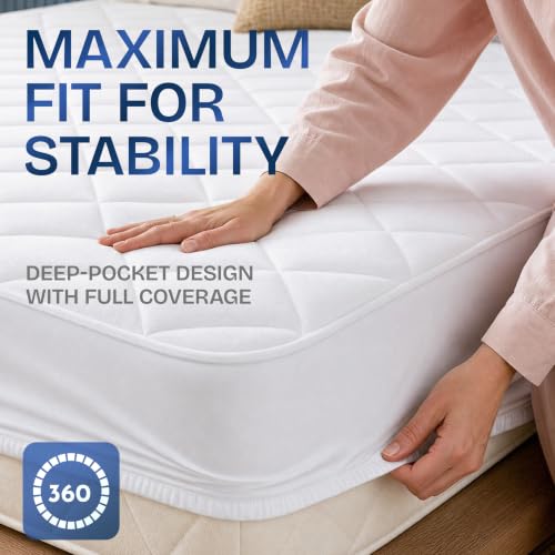 Waterproof Queen Mattress Protector Deep Pocket Fit Up to 16 Inches White