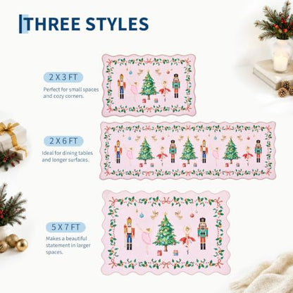 Garvee 2x6 Christmas Runner Rug - Pink Holiday Entryway Floor Mat