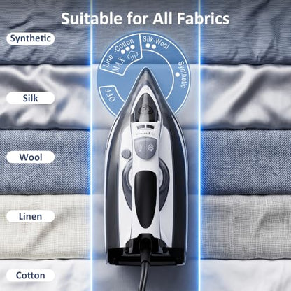 Steam Iron for Clothes with Rapid Heating, 400ml Water Tank & Vertical Steaming